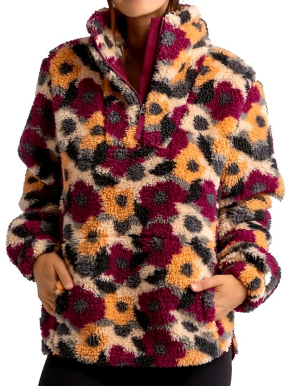 Liv Floral Quarter Zip Fleece Pullover